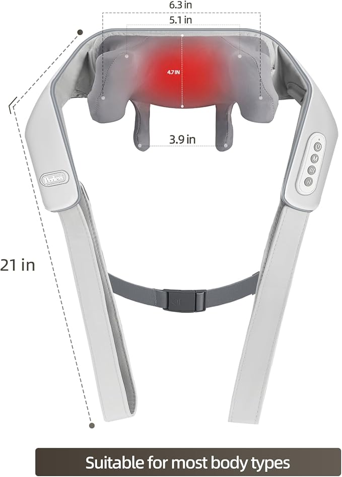 Cordless Neck Shoulder Massager with Heat,Deep Tissue Kneading Relieves Tension Improves Circulation,Gifts for Women,Men,Mom,Dad(Grey)