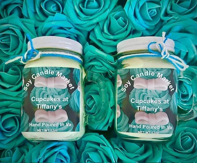 Soy Scented Candles | Handmade & Highly Aromatic Candles Burns Upto 85 Hours in Glass Jar - Perfect for Home Decor, Wedding, Birthday, Dinner (Cupcakes at Tiffanys, 12 oz)