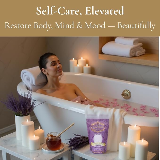 Mom Bomb Lavender Honey Epsom Salt Bath Soak – Natural Magnesium Salt with Essential Oils – Relaxing Aromatherapy for Stress Relief, Muscle & Foot Soak – Made in USA, 48 Ounce