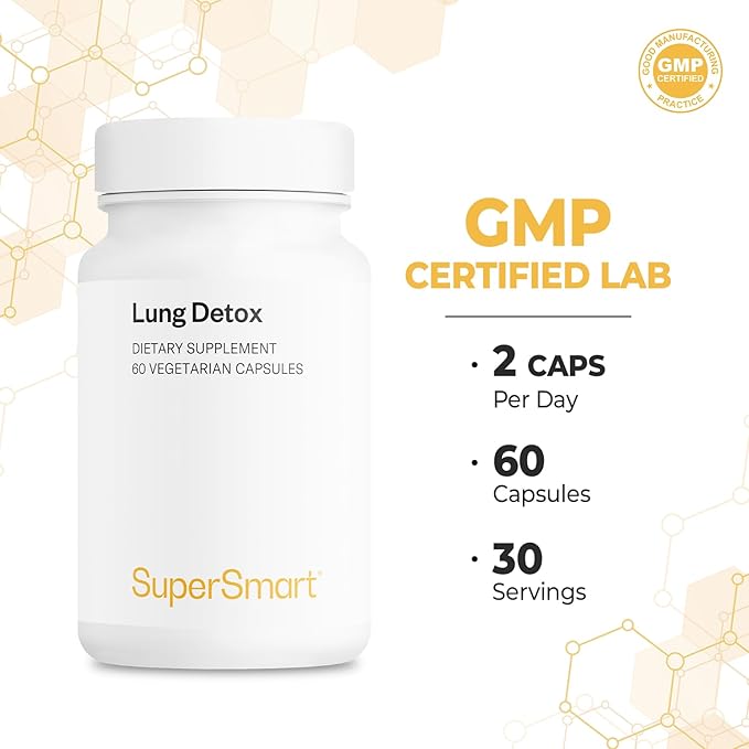Supersmart - Lung Detox (Advanced Formula) - with Quercetin, Bromelain, Curcuminoids, EGCG | Non-GMO & Gluten Free - 60 Vegetarian Capsules