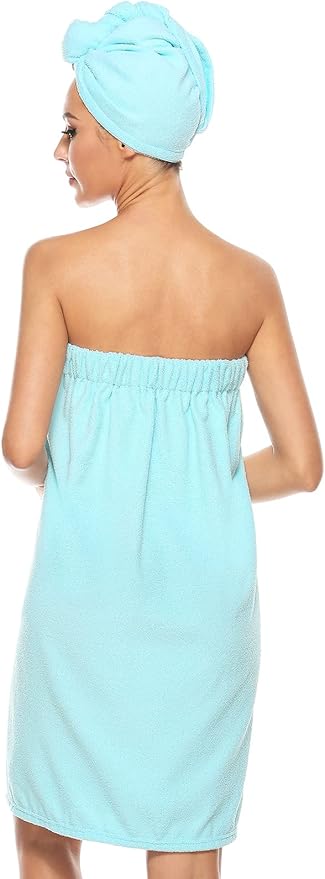 Knuffnee Women's Bath Wrap Towel Shower Spa Body Wrap Adjustable Closure Bathrobe