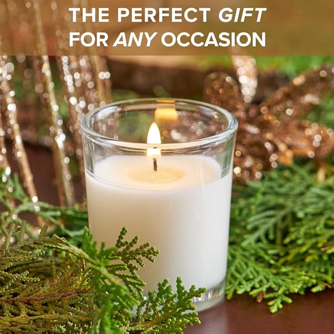 Simply Soson Vanilla Scented Votive Candles, Bulk Set of 24 White Scented Candle, Candles in Glass, 10 Hours Burn Ideal for Holiday, Fall, Autumn, Christmas, Xmas Candle Gifts for Women and Men