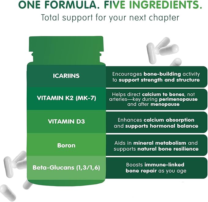 RevOsteo Bone & Metabolic Support – Advanced Bone Nutrition with Icariins, Vitamin K2, D3, Boron & Beta-Glucans – Vegan, Gluten-Free, Made in USA – 60 Capsules, 30-Day Supply