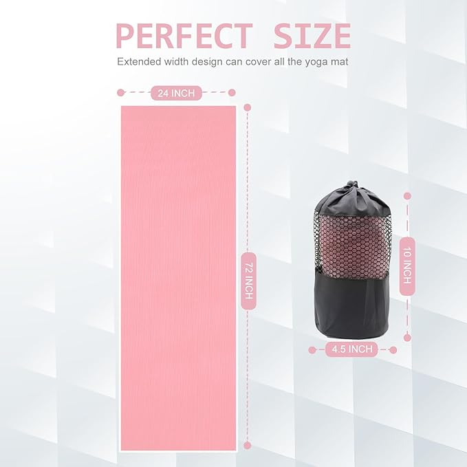 Eunzel Hot Yoga Towel - Microfiber Non Slip Yoga Mat Towel with Grip Dot Sweat Absorbent Towel for Hot Yoga, Pilates and Fitness 72" x 24", Teal/Orange