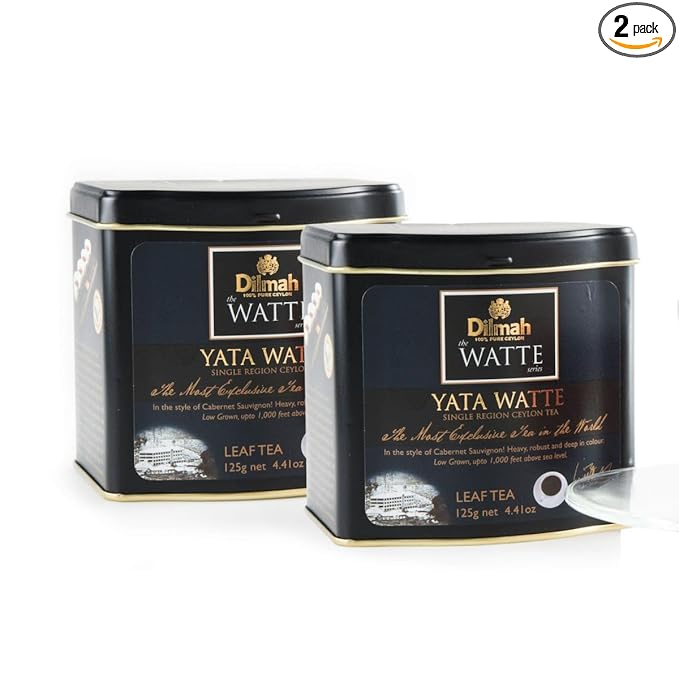 Dilmah Yata Watte Ceylon Black Tea Tin Caddy - 250g Loose Leaf | Single Region Pure Ceylon Tea | Packed at Source | 2 Tins, Each 125g