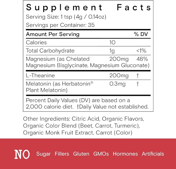 Moon Juice - Sleepy Magnesi-Om, Cherry - Jar (35 Servings) - Rest Support Aid - Plant Based Melatonin, Magnesium & L-Theanine - 3rd Party Tested - 100% Traceable - Glass Jar - Vegan, Non GMO - 4.2oz