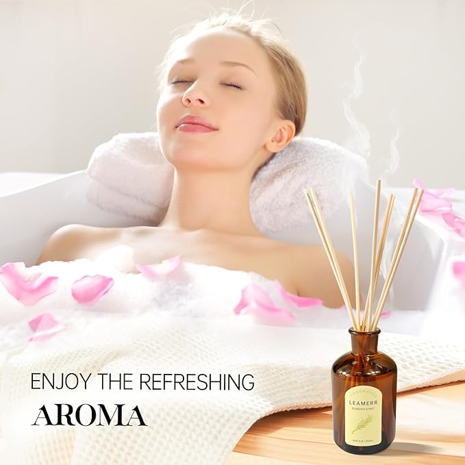 Premium Reed Diffuser Set - 8.8 oz (250 ml) Bedroom Bathroom Living Room Home Fragrance Products Rosemary&Mint Scent 1 Pack