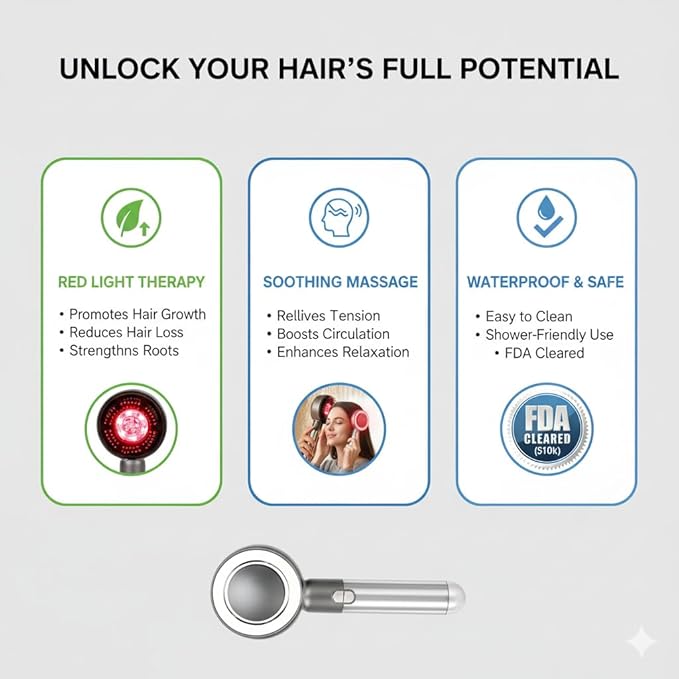Multi Functional 3 in 1 Electric Scalp Massager Hair Growth, Red Light Therapy Scalp Massager with Oil Applicator, Portable Smart Scalp Hair Brush IPX7 Waterproof