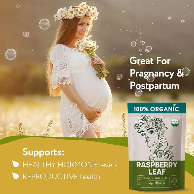 Organic Red Raspberry Leaf Tea โ Wild Raspberry Tea for for Pregnancy, Healthy Cycle, Menstrual Cramps โ 6oz