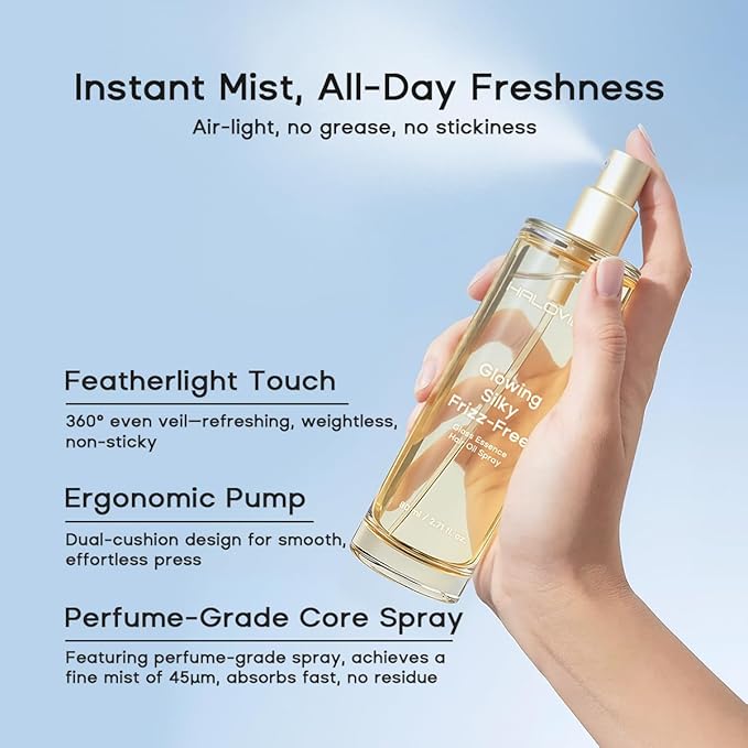 Gloss Essence Hair Oil Spray, Hair Oil for Frizzy Hair, Heat Protectant Oil for All Hair Types, Strengthens Hair, Absorbs Nourishment & Shiny Hair, Adds Color Safe Formula, 2.71 Fl oz