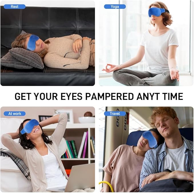Microwave Heated Eye Mask for Dry Eyes, Moist Heat Eye Compress Weighted Warm Eye Mask for Dry Eyes, Stye Eye Treatment, Puffy Eyes, Sleeping, Relaxation, Therapy (Blue)