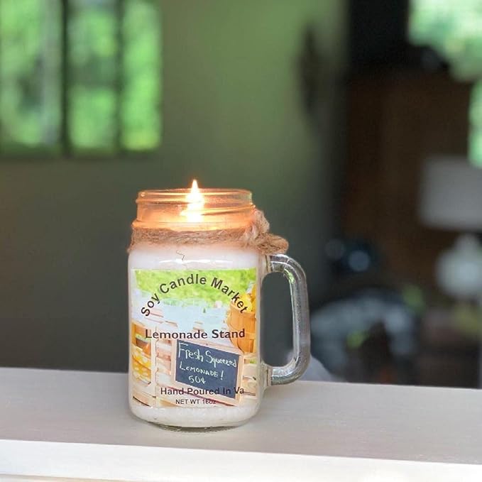 Soy Scented Candles | Handmade & Highly Aromatic Candles Burns Upto 85 Hours in Glass Jar - Perfect for Home Decor, Wedding, Birthday, Dinner (Lemonade Stand, 12 oz)