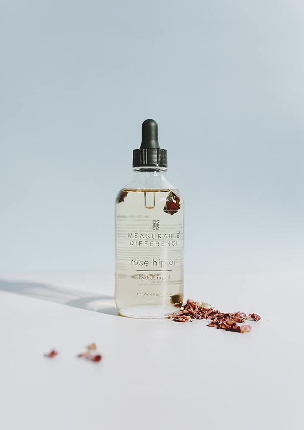 Measurable Difference Rosehip Oil for Face & Body | Blend with Olive oil & Aloe Vera | Face Moisturizer for Anti-Aging, Fine Lines | Improves Skin Tone & Fades Scars | 4 oz