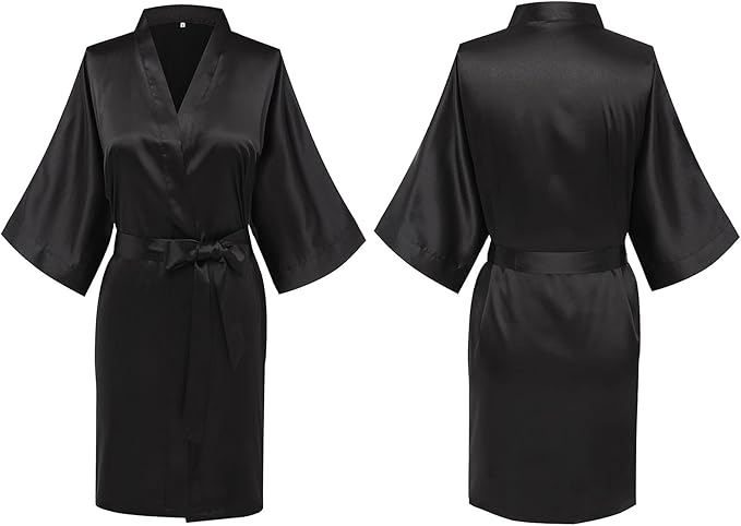 Women's Pure Short Silky Robes Bridesmaid Bride Party Satin Robes Sleepwear