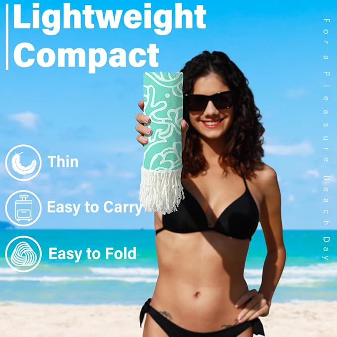 Turkish Beach Towel Quick Dry Absorbent Cotton Lightweight Thin Bathroom Bath Pool Swim Towels Extra Large Oversized Sand Free Beach Accessories Essentials Stuff Cloud Gift for Adults