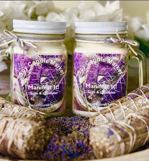 Soy Scented Candles | Handmade & Highly Aromatic Candles Burns Upto 85 Hours in Glass Jar - Perfect for Home Decor, Wedding, Birthday, Dinner (Manifest It, 16 oz)