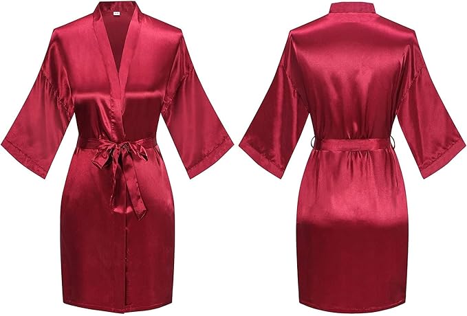 Women's Pure Short Silky Robes Bridesmaid Bride Party Satin Robes Sleepwear