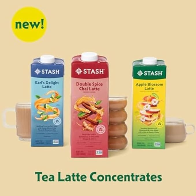 STASH Apple Blossom Latte - Dairy Free Plant Based Chamomile Tea Concentrate - Caffeine-Free - 32 fl oz, 5 Servings (Pack of 6)