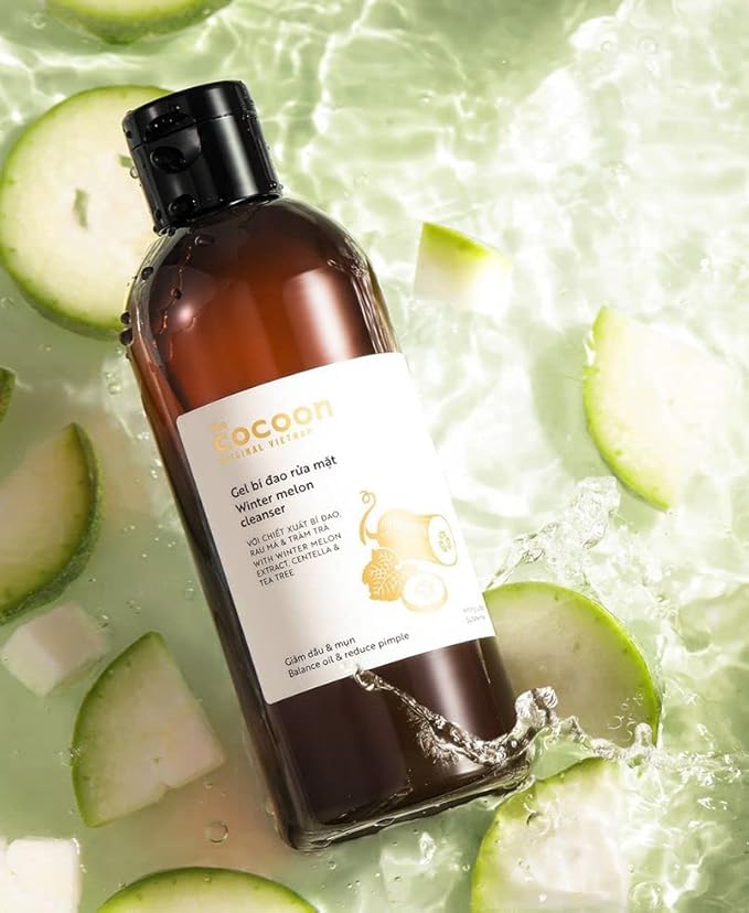 Cocoon Winter Melon Cleanser with Centella, Tea Tree to Purify Pores, Remove Excess Oil & Dirt – Non-Drying, Hydrating Face Wash with Gentle Gel, For All Skin Types, Vegan, Cruelty Free (10.48 fl oz)