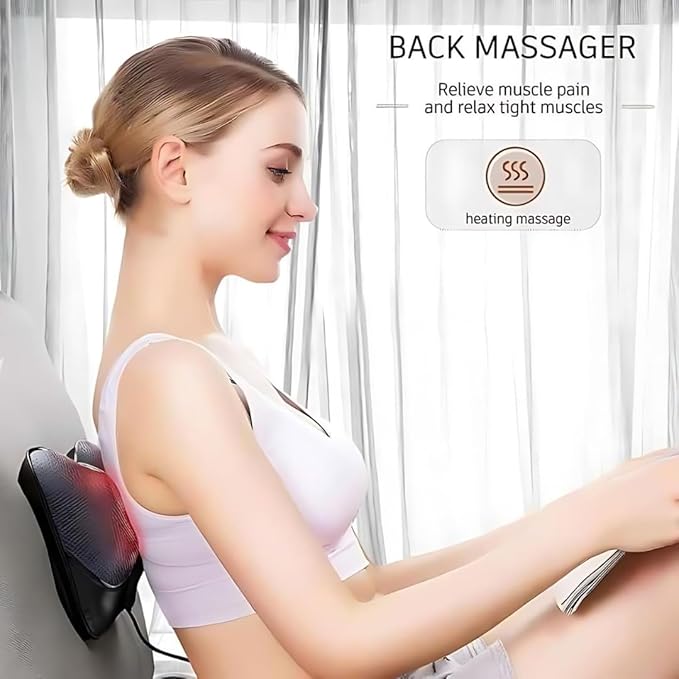 Shiatsu Back and Neck Massager with Heat โ Deep Tissue, Pain Relief Pillow for Neck, Shoulders, Legs, Feet โ Relaxing Electric Massager for Home, Car & Office Use
