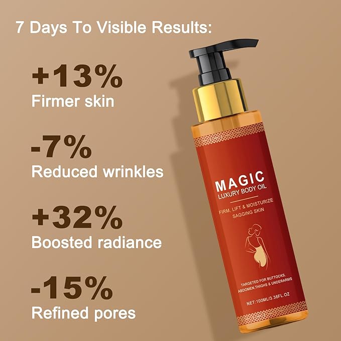 Magic Luxury Body Oil, Firming and Moisturizing Treatment for Buttocks, Abdomen, Thighs and Underarms, 3.38 Fl Oz