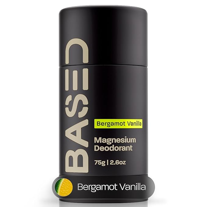 BASED Performance Deodorant For Men, All Day Odor Protection, Aluminum Free with Magnesium, Beeswax & Shea Butter, 100% Paraben, Sulfate, Phthalate Free, Naturally-Derived Bergamot Vanilla Scent