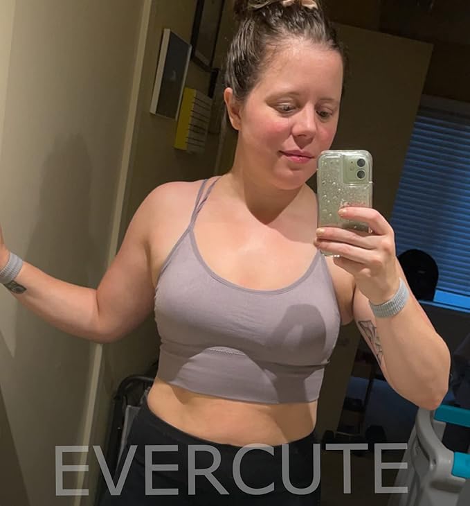 Evercute Cross Back Sport Bras Padded Strappy Criss Cross Cropped Bras for Yoga Workout Fitness Low Impact