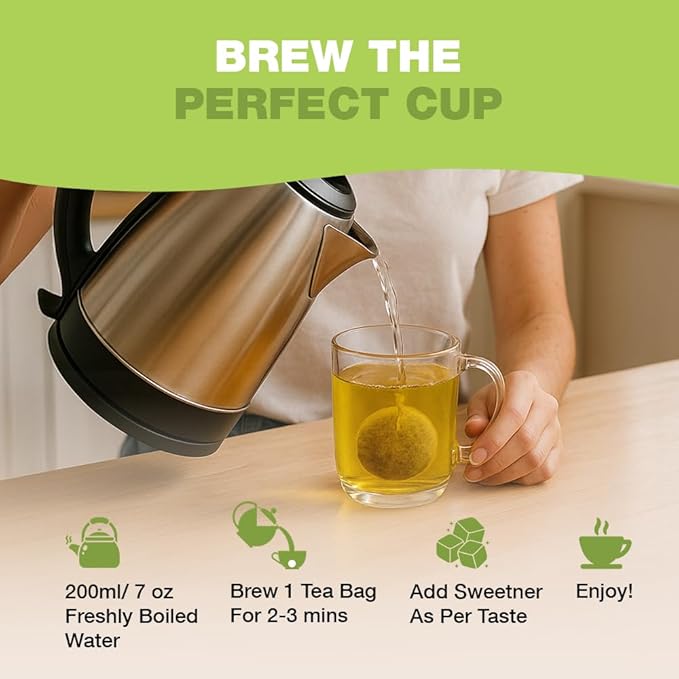 HANDPICK, Organic Green Tea Bags - 100 Eco-Friendly Tea Bags | USDA Organic | Resealable Pack for Freshness | Delicate & Flavory | Direct From India