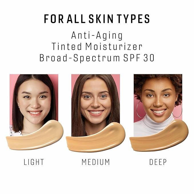 CHICA BEAUTY 3 in 1 Tinted Face Moisturizer with Anti-Aging Antioxidants, Vitamin A&E, SPF 30 Sunscreen with UVA/UVB Protection - Oil Free, Vegan, Cruelty & Paraben Free, All Skin Types - Medium Shade
