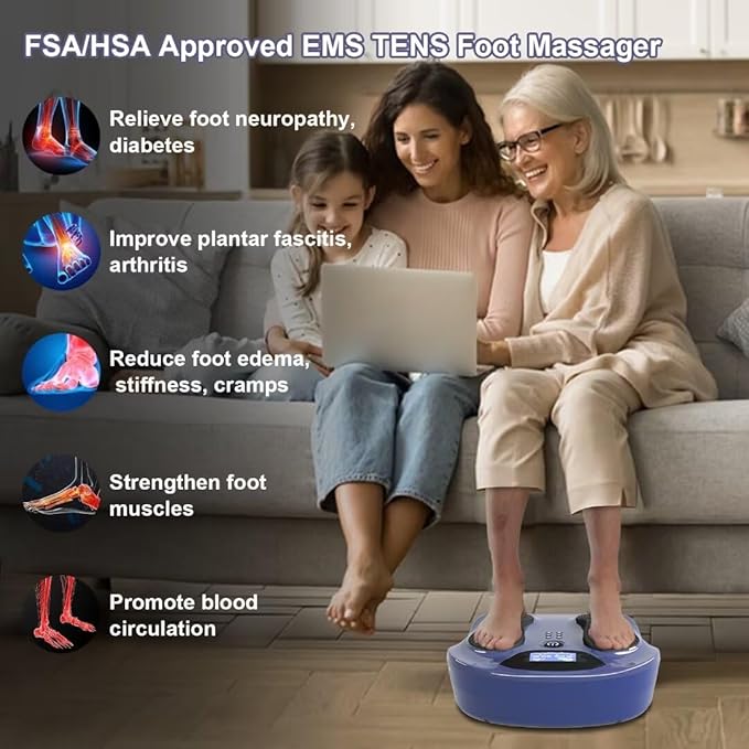 Creliver Foot Nerve Muscle Stimulator Pro, EMS/TENS Foot Massager for Neuropathy Pain Relief and Leg Circulation, TENS Muscle Stimulator โ Christmas Gift for Women & Men