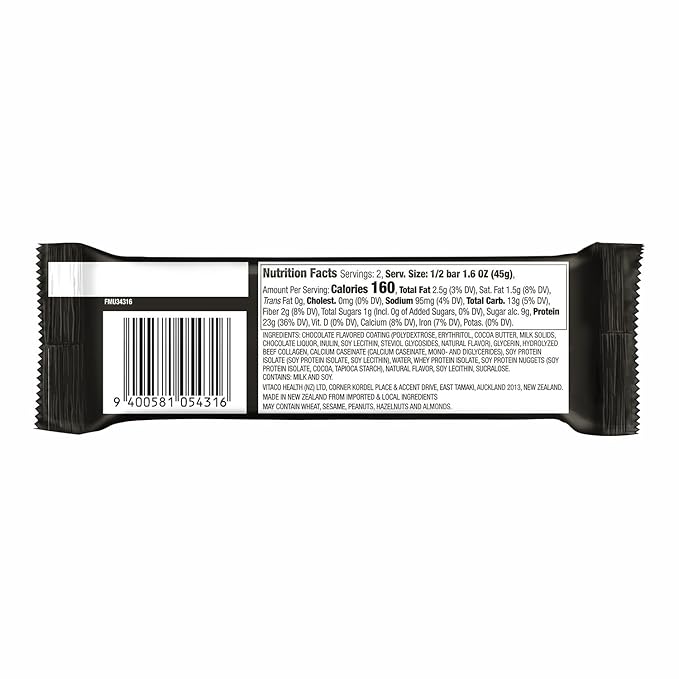 MUSASHI High Protein Bar, 45g Protein, 2g Total Sugars, Cookies & Cream, Post Workout and Protein Snack On The Go, 12 Pack of 3.2oz (90g) Bars