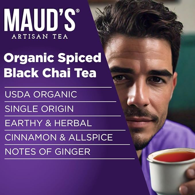Maud's Organic Chai Tea Pods, 24 ct, Recyclable Single Serve Tea Pods – 100% Gourmet Blended Tea Leaves, Compatible with Keurig K Cups Maker