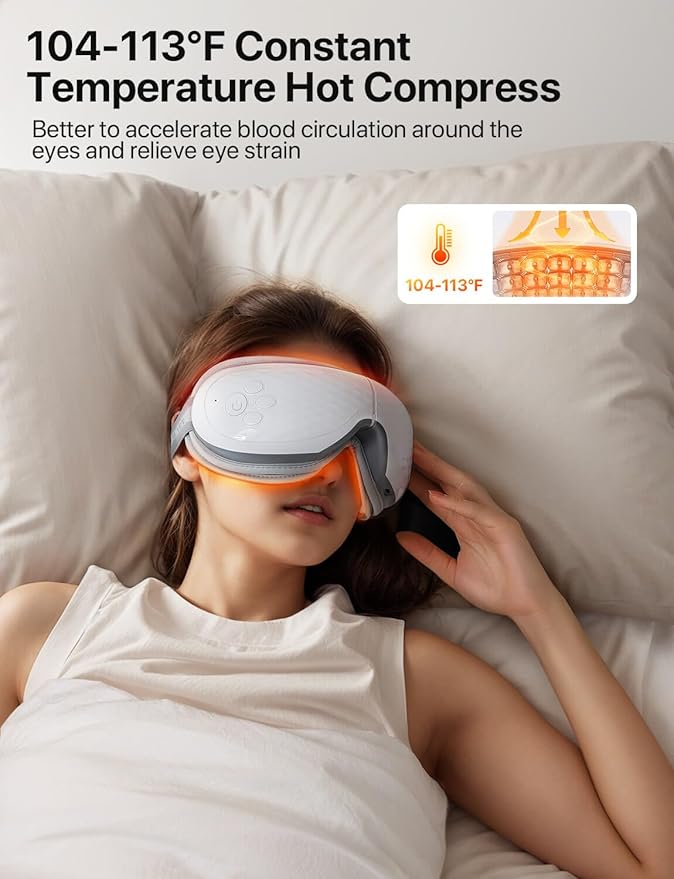 Eye Massager with Heat, Migraine Relief, Birthday Gifts for Women, Eye Care Gifts for Mom, Heated Sleep Eye Mask with Bluetooth, Heat for Relax Eye, Reduce Eye Strain