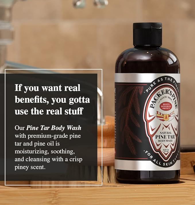 Packer's Pine Tar Body Wash | Soothing Mens Shower Gel For Psoriasis Relief | Made With Natural Pine Tar and Pine Oils | Paraben & Sulfate-Free, 16 fl oz, 2 Pack