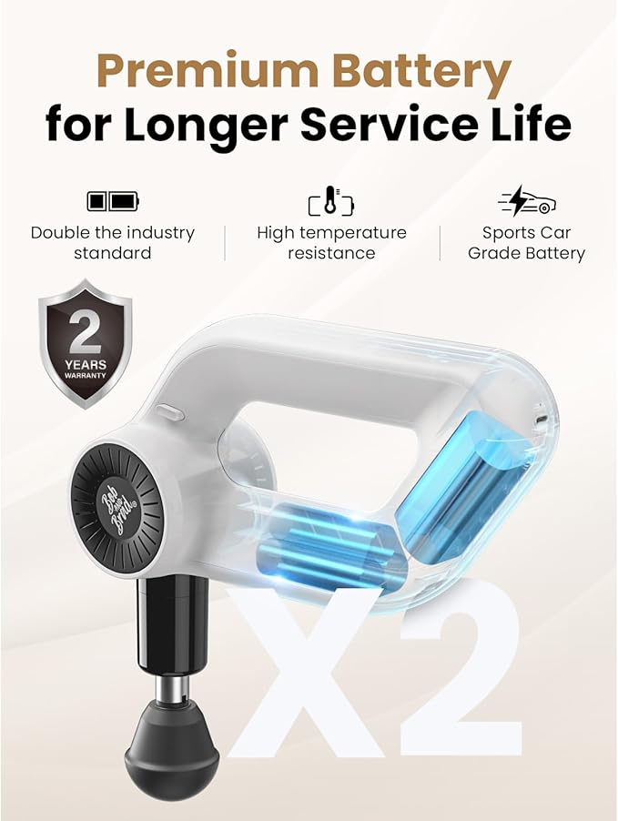 BOB AND BRAD D6 Pro Max Massage Gun with Metal Head, Deep Tissue Percussion with 16mm Amplitude, Professional Muscle Massager Gun for Athletes, Quiet Electric Handheld Massager