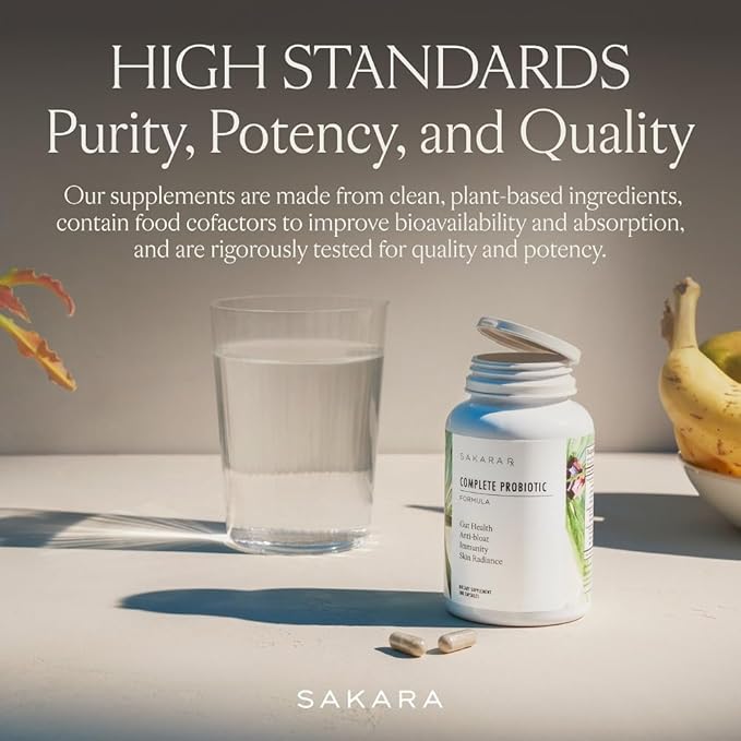 Sakara Complete Probiotic - Prebiotics and Probiotics for Women Digestive Health Supplements, Supports Bloating, Immune System & Skin Radiance, Gut Health for Women with 3 Billion CFU's - 180 Capsules