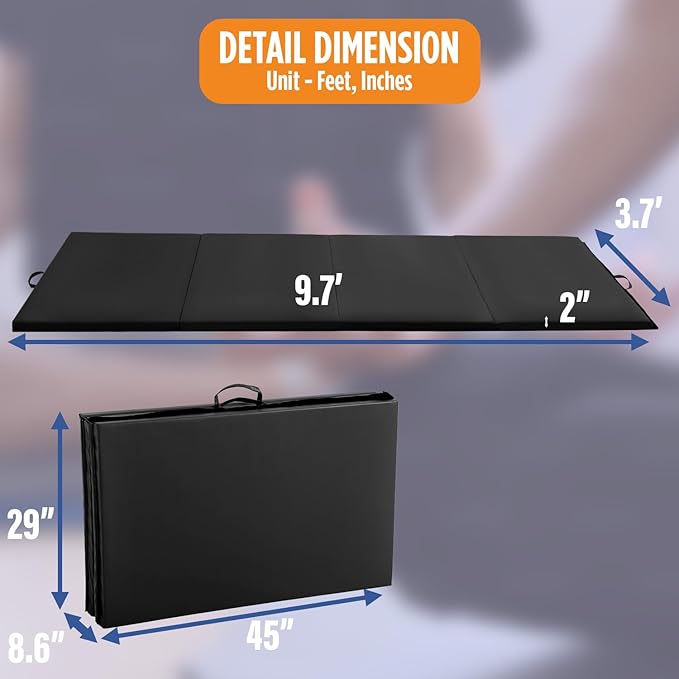 Gymnastics Mats Foldable Tumbling Mats Portable Gymnastics Exercise Mat 2'x6'/2.5'x6.4'/4'x6'/4'x8'/4'x10'/ Gymnastics Tumbling Mats Pad Home Exercise Panel Mat With Carrying Handles
