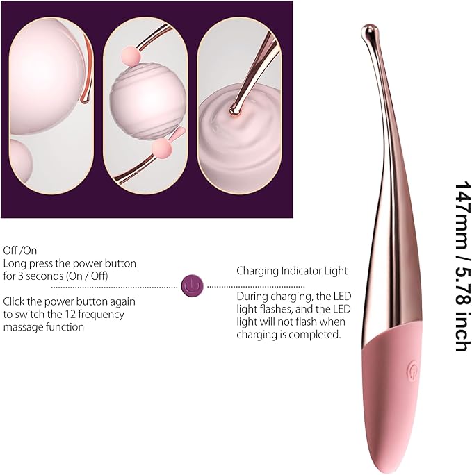CHARMING Personal Wand Massager with Waterproof Vibration for Full Body Massage Use, Promotes Essence Absorption, Relieves Fatigue - Pink