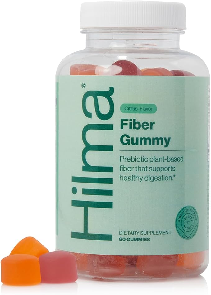Hilma Prebiotic Fiber Gummies, Daily Fiber Supplement, Gummies for Adults, Supports Gut Health for Women and Promotes Regularity, Citrus Natural Flavor, FSA Eligible, 60 Count