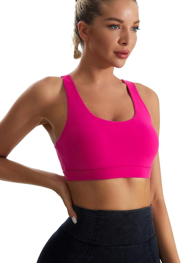 RUNNING GIRL High Impact Sports Bras for Women,Racerback Running Bra Workout Crop Tank Tops Longline Sports Bra Push up