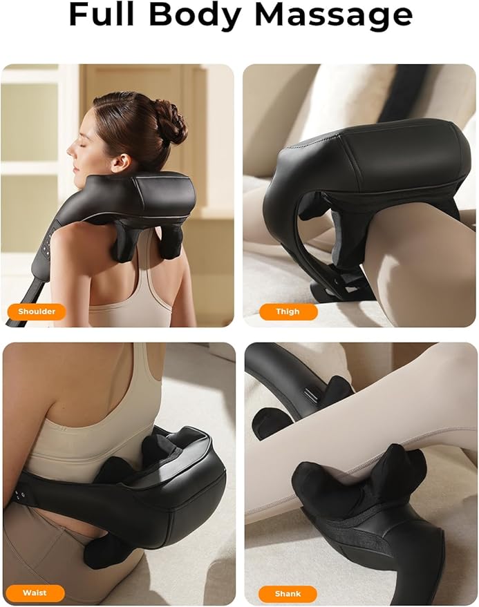 Cordless Neck and Back Massager with Heat, Upgarded Adjustable Width Electric Deep Tissue 4D Kneading Massage, Shiatsu Shoulder Massage Pillow for Body Muscle Pain Relief, Gifts for Mom Dad