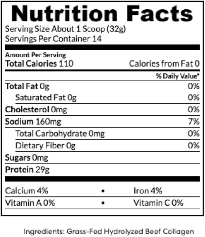 True Nutrition - Hydrolyzed Collagen Powder from Grass Fed Beef - Paleo Friendly, Gluten, Soy, and Dairy Free, Non-GMO, Grass Fed Collagen Peptides Powder - Unflavored - 1LB