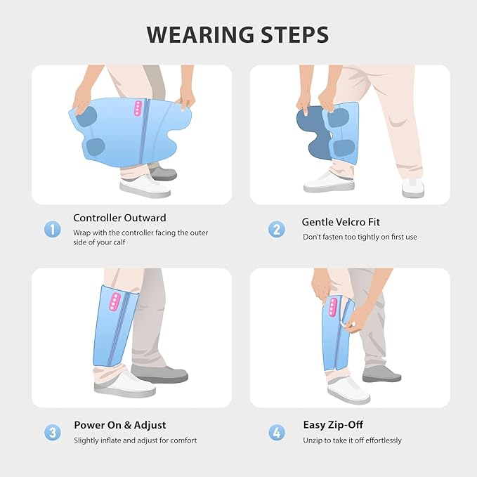 CINCOM Cordless Leg Compression Massager, Wireless Leg Massager for Circulation, Calf Massager for Pain Relief, Edema, Blood Clot, Relax, Fast Recovery