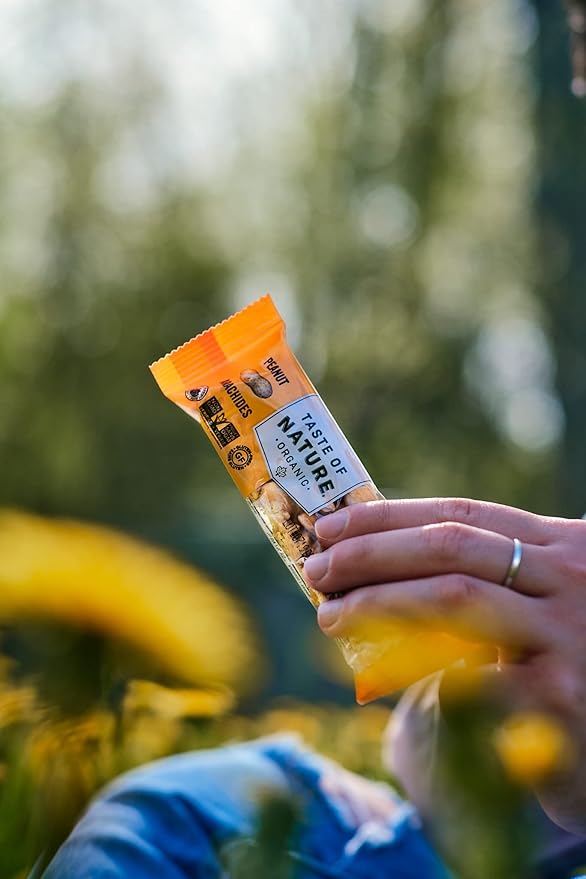 Taste of Nature Organic Peanut Snack Bar - Healthy, Gluten Free, Non GMO, Vegan Snack Bars with Mixed Nuts, Fruits and Seeds - 16-Count Snack Pack