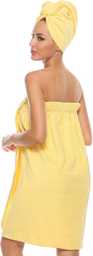 Knuffnee Women's Bath Wrap Towel Shower Spa Body Wrap Adjustable Closure Bathrobe