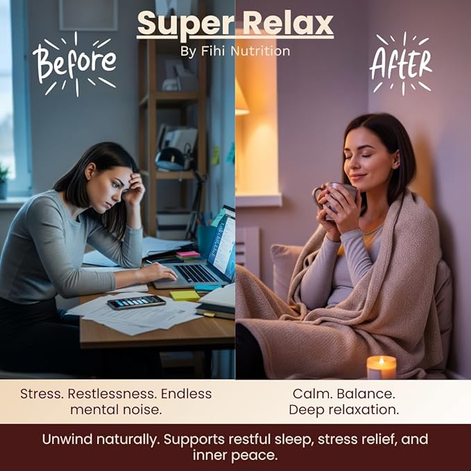 Super Relax β Stress & Sleep Support | Clinically Studied Ashwagandha & Reishi Superfood Latte Powder | Clean, Effective, Made in California