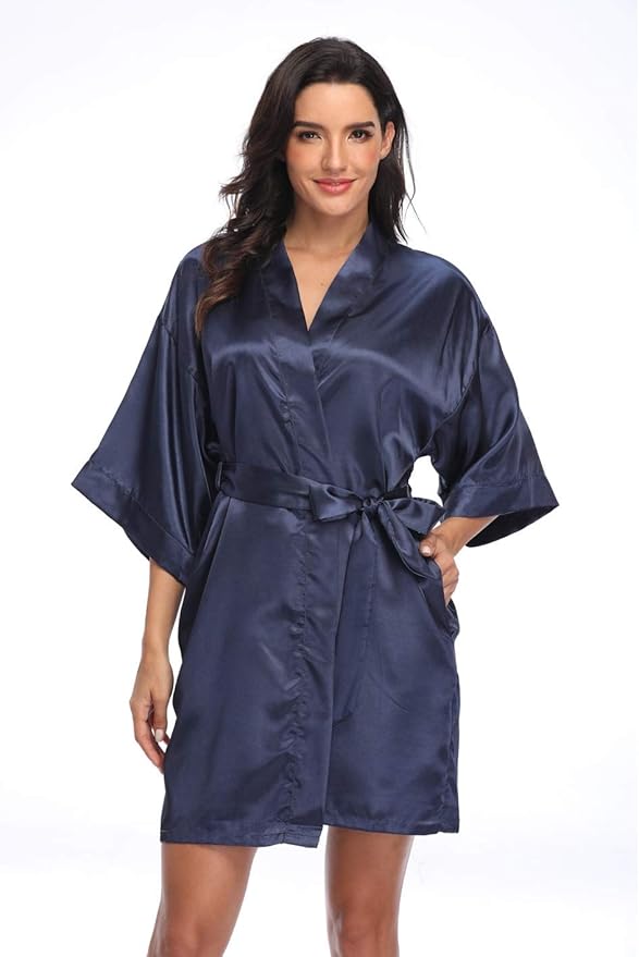 Women's Pure Short Silky Robes Bridesmaid Bride Party Satin Robes Sleepwear
