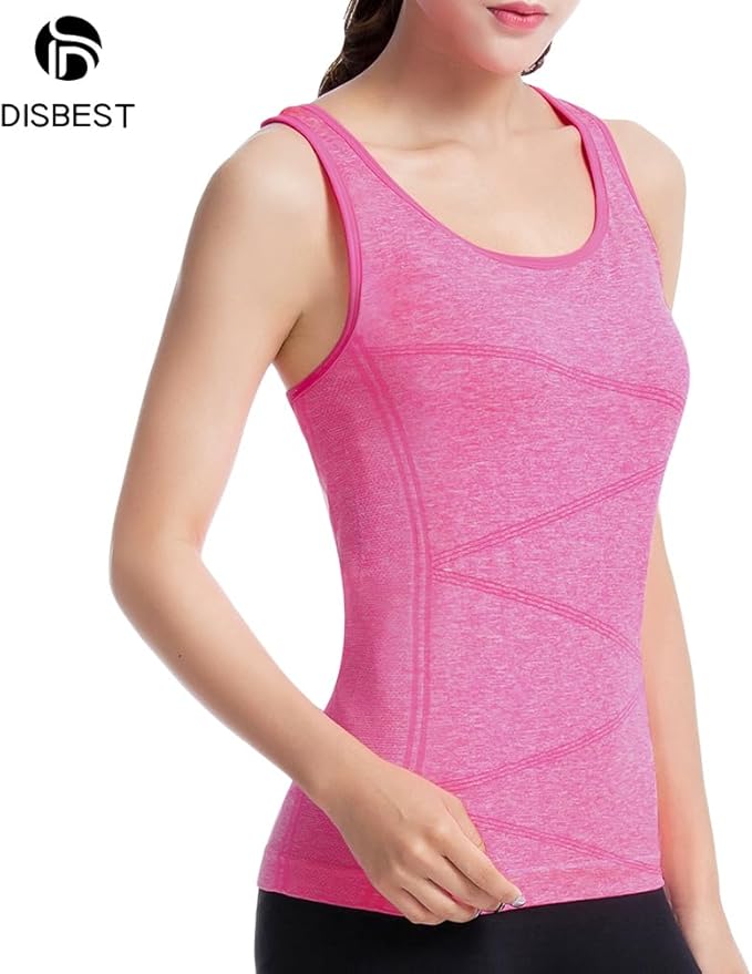 Disbest Yoga Tank Top, Women's Performance Stretchy Quick Dry Sports Workout Running Top Vest with Removable Pads