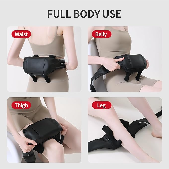 Cordless Neck Shoulder Massager with Heat, Upgarded 4D Deep Tissue Kneading, Shiatsu Back Massager Pillow for Neck, Shoulder and Back