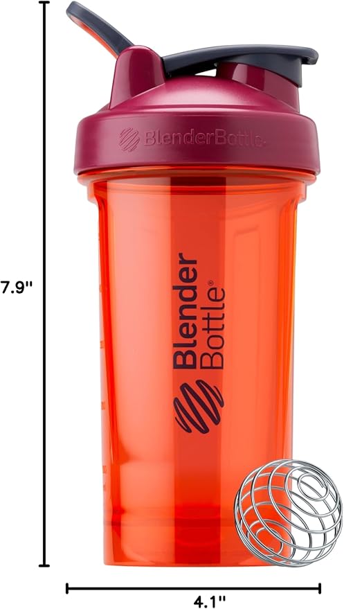 BlenderBottle Shaker Bottle Pro Series Perfect for Protein Shakes and Pre Workout, 24-Ounce, Coral